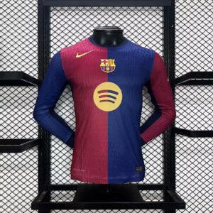 Mens Barcelona 2024/25 Home Long Sleeve Jersey Player Version