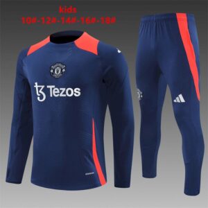 Unisex Manchester United 2024/25 Half-Zip Kinder Pullover+Hose 14001