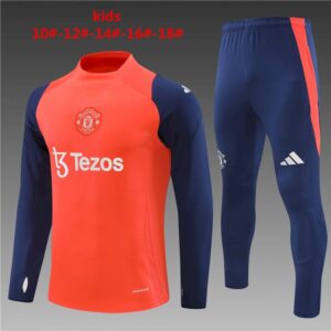 Unisex Manchester United 2024/25 Half-Zip Kinder Pullover+Hose 14001