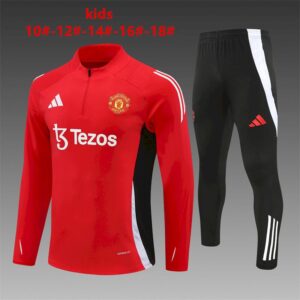 Unisex Manchester United 2024/25 Half-Zip Kinder Pullover+Hose 14001