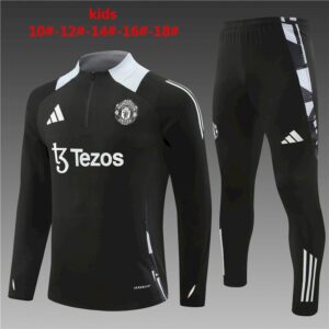 Unisex Manchester United 2024/25 Half-Zip Kinder Pullover+Hose 14001