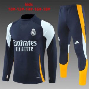 Unisex Real Madrid 2024/25 Half-Zip Kinder Pullover+Hose 14001