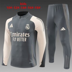 Unisex Real Madrid 2024/25 Half-Zip Kinder Pullover+Hose 14001
