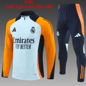 Unisex Real Madrid 2024/25 Half-Zip Kinder Pullover+Hose 14001