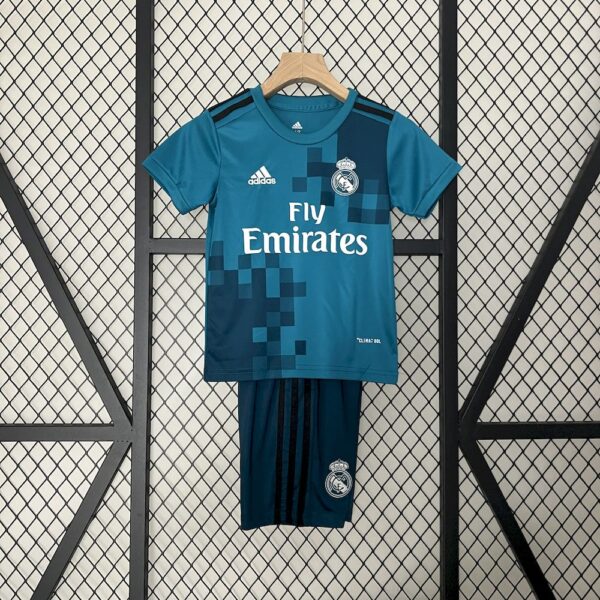 Real Madrid 2017/18 Third Kids Retro Jersey And Shorts