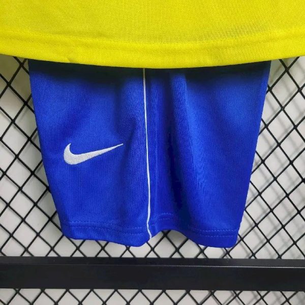 Brazil 2002 Home Kids Retro Jersey And Shorts - Image 4