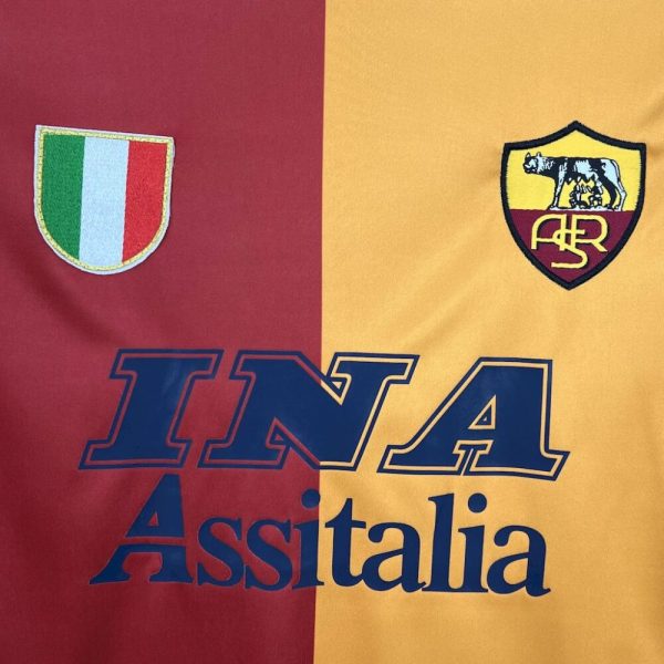 As Roma 2001/02 Home Long Sleeve Retro Jersey - Image 5