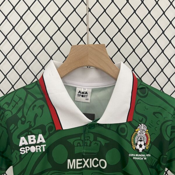 Mexico 1998 Home Kids Retro Jersey And Shorts - Image 4
