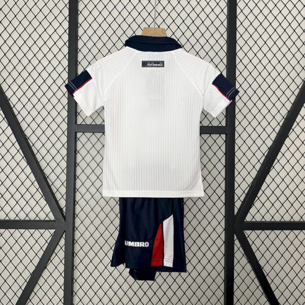 England 1998 Home Kids Retro Jersey And Shorts - Image 2