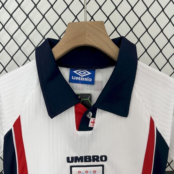 England 1998 Home Kids Retro Jersey And Shorts - Image 3