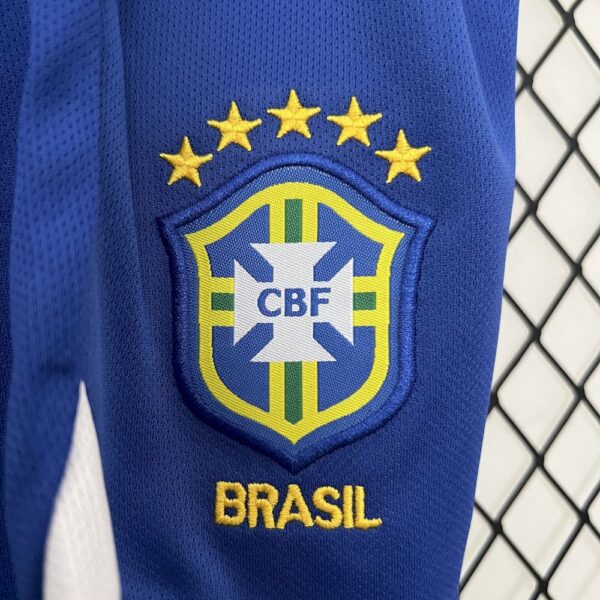 Brazil 2004 Home Kids Retro Jersey And Shorts - Image 4