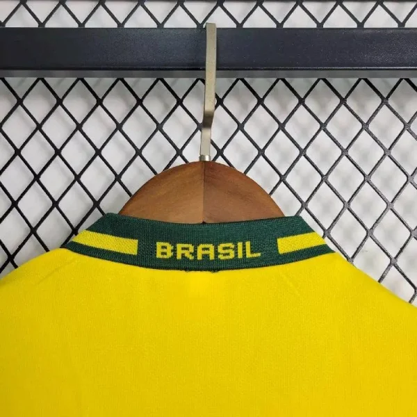 Brazil 1994 Home Kids Retro Jersey And Shorts - Image 6