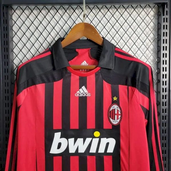 Ac Milan 2007/08 Home Long Sleeves Retro Jersey - Image 4