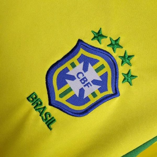 Brazil 2002 Home Kids Retro Jersey And Shorts - Image 7