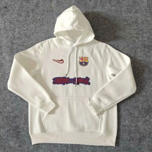 Felpa con cappuccio da calcio bianca Barcelona 2025 Travis Scott Edition