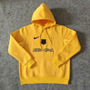 Barcelona 2025 Edición Travis Scott Sudadera con capucha de fútbol amarilla
