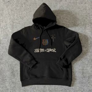 Felpa con cappuccio nera da calcio Barcelona 2025 Travis Scott Edition