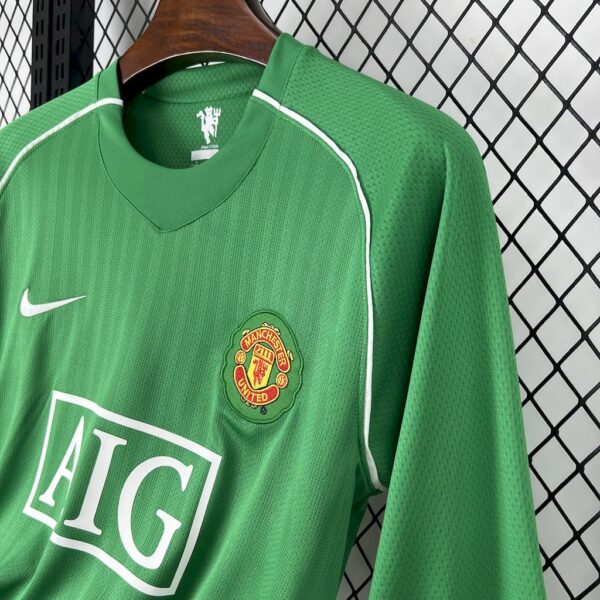 Manchester United 2007/08 Green Goalkeeper  Long Sleeves Retro Jersey - Image 6